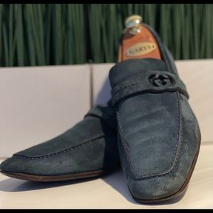 Gucci Vintage Navy Blue Suede Loafers Great Look🔥🔥